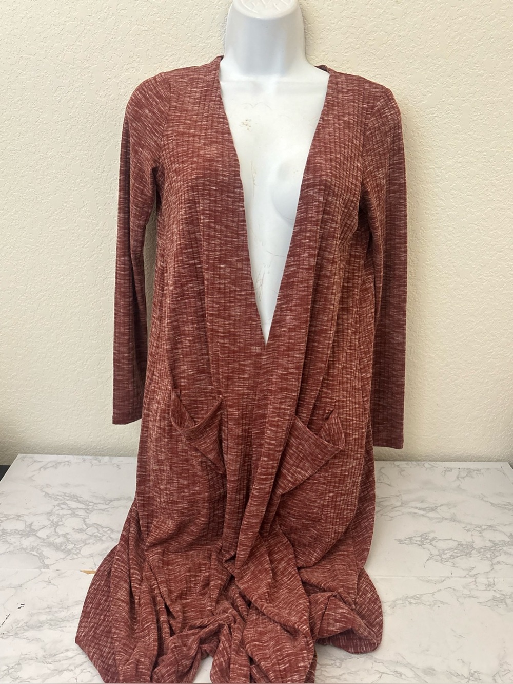 NWT LuLaRoe Large Sarah Cardigan FALL/WINTER RED with white microstripes